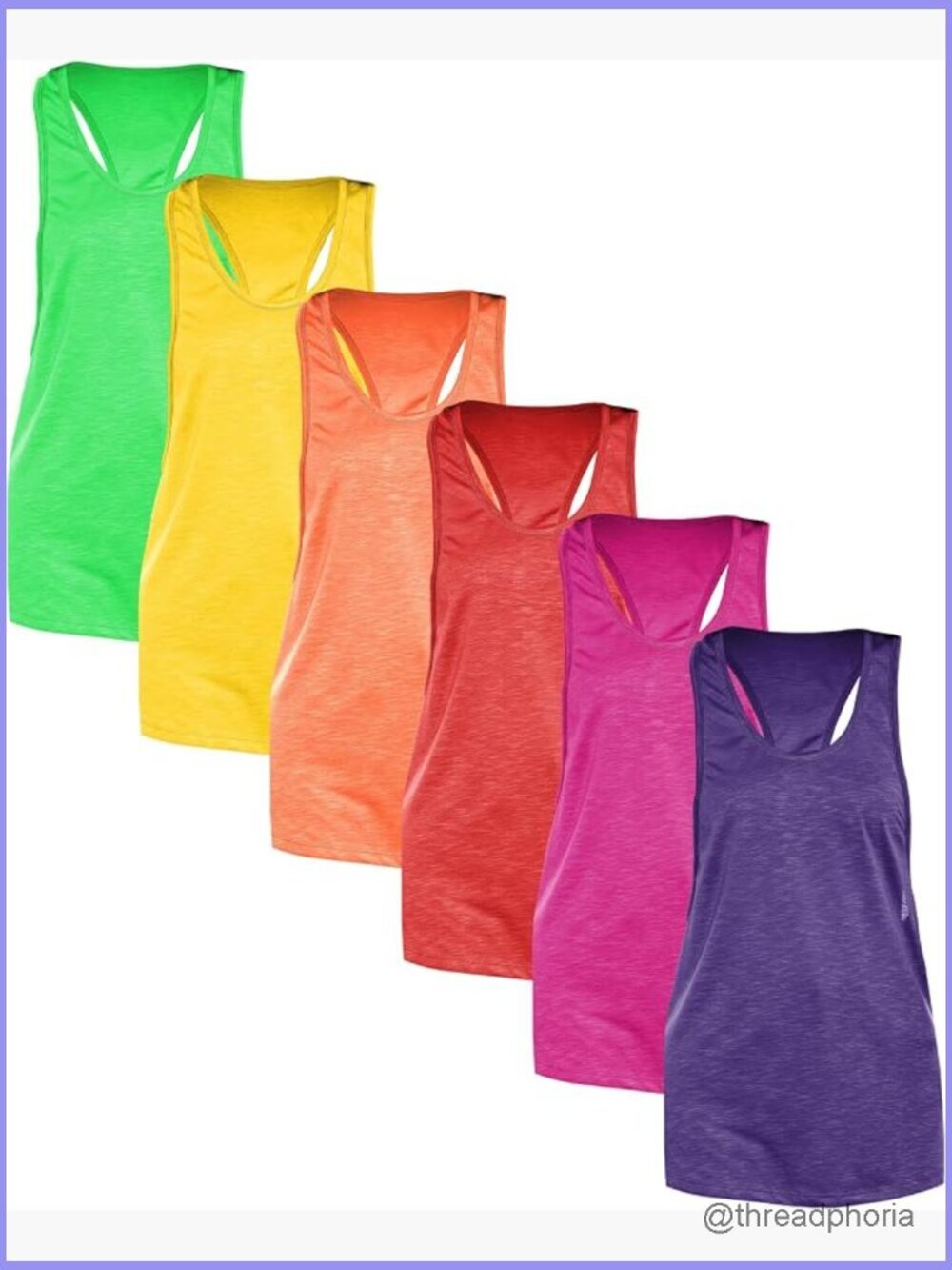 Women's Racerback Tank Tops - Semi Sheer Slub Knit Workout Tees - 6 Pack